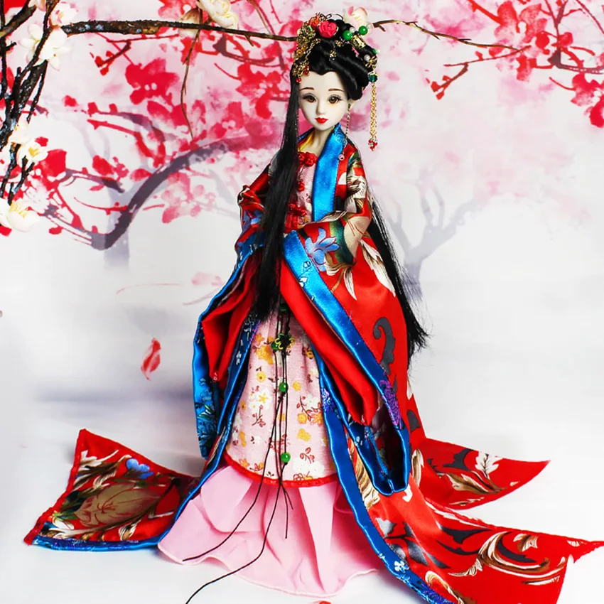 34 СМ Китайская Традиционная Кукла Принцессы Для Девочек, Имитационные Куклы Для Девочек, Красивая Коллекционная игрушка BJD С Платьем + Головной Убор ZL848