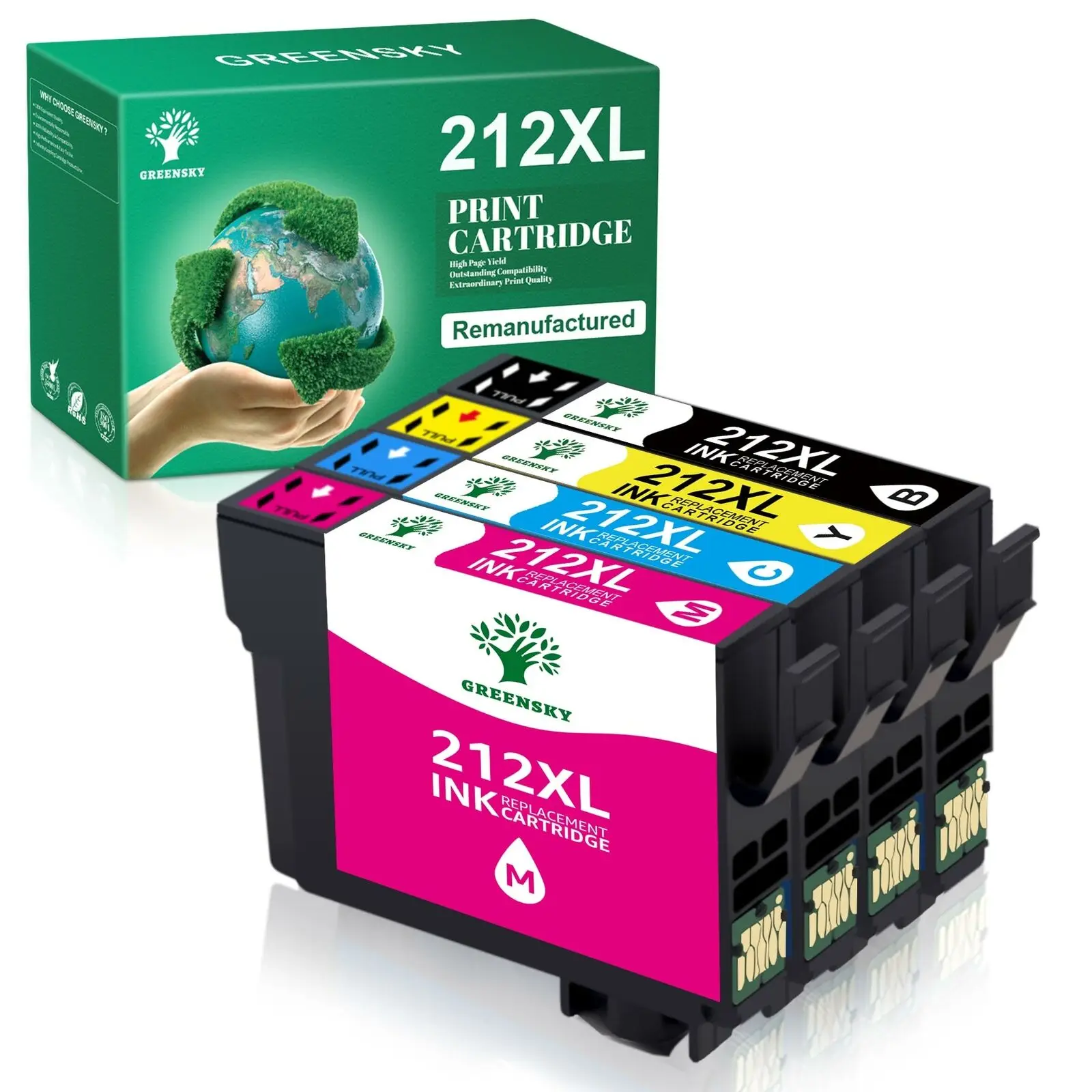 4 Упаковки сменных чернил 212XL 2212 XL для принтера Epson Workforce WF-2830 WF-2850