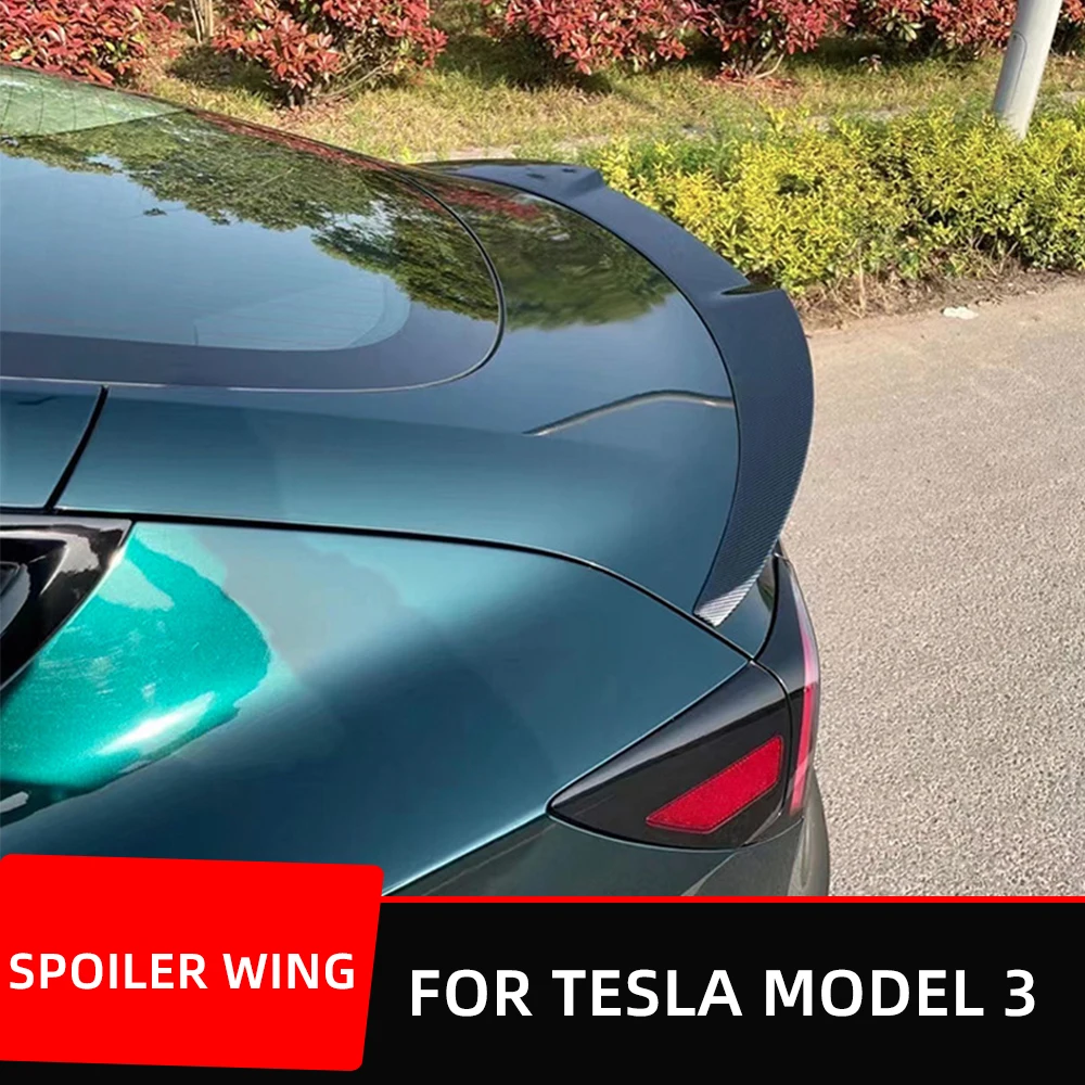 Для Tesla Модель 3 2019 2020 2021 2022 2023 Быстрый Дизайн Задняя Крышка Багажника Автомобильный Спойлер Крылья ABS Черный Карбоновый Экстерьер Аксессуары