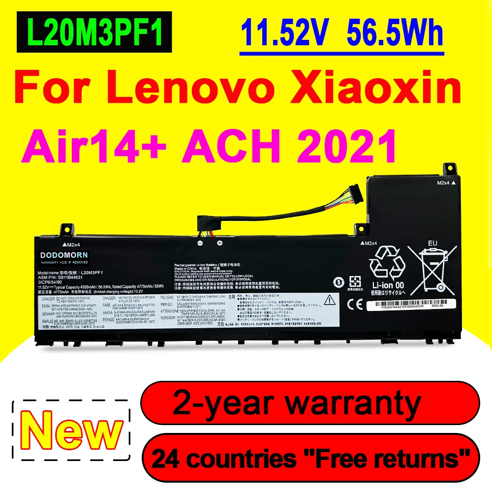 Новый Аккумулятор для ноутбука L20M3PF1 Для Lenovo xiaoxin Air14 + ACH 2021 L20C3PF1 L20L3PF1 L20D3PF0 11,52 V 56.5Wh 4905mAh
