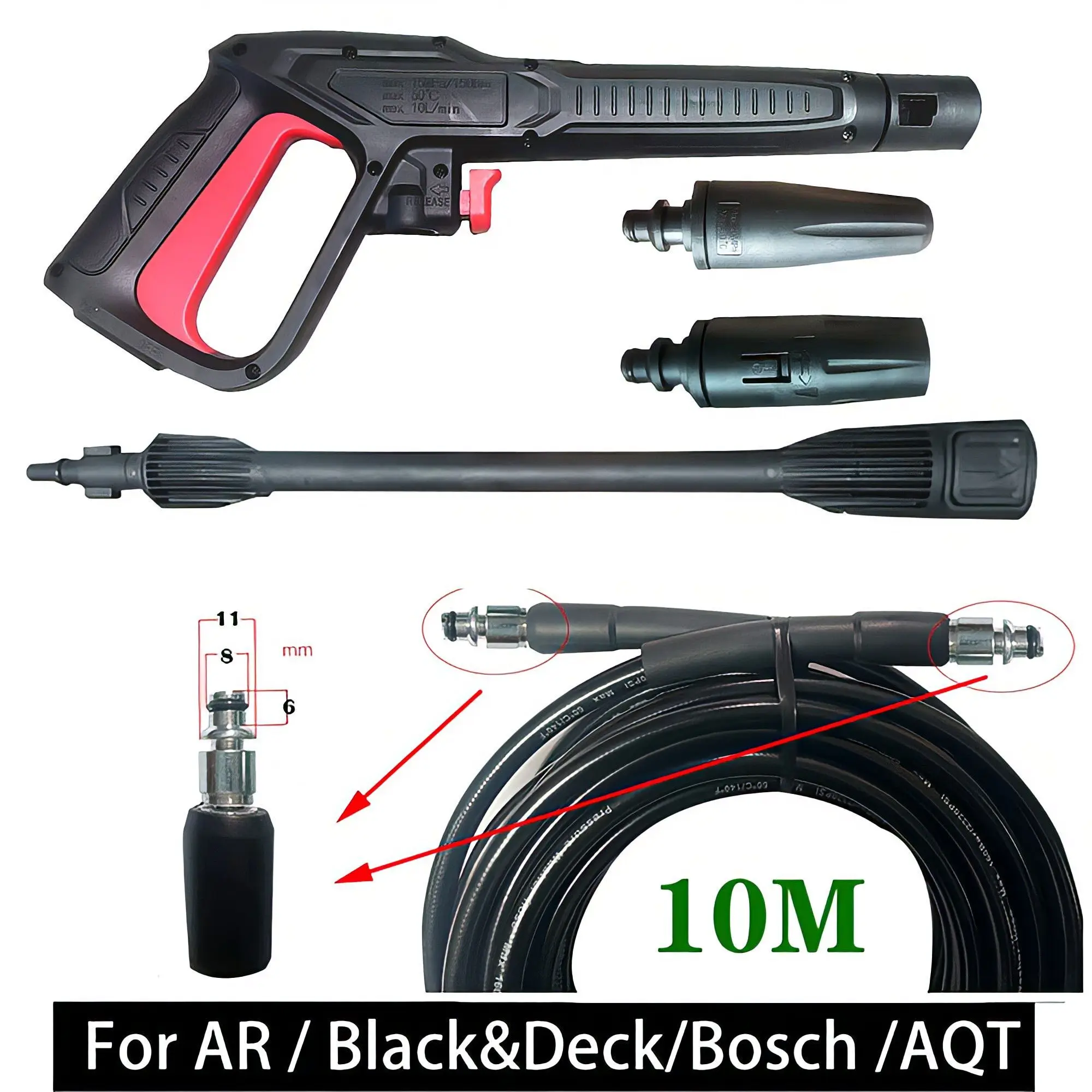 Удлинитель пистолета для мойки автомобилей Bosch AR Blue Clean Black Decker Makita Michelin С струйным распылителем и турбонаддувом
